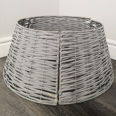 48/70cm Samuel Alexander KD Willow Christmas Tree Skirt Wicker Rattan- Large Light Grey