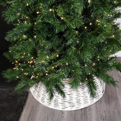 48/70cm Samuel Alexander KD Willow Christmas Tree Skirt Wicker Rattan- Large White Wash - 8