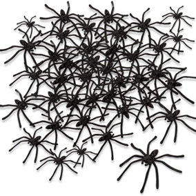 48 Black Plastic Halloween Spiders - Spooky & Scary, 5cm Each, Durable Material