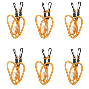 48" Bungee Rope with Carabiner Clips Cords Elastic Tie Down Fasteners 6pc