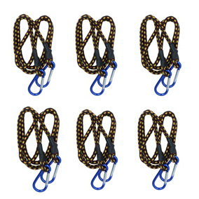 48 inch Bungee Strap with Aluminium Carabiners Hook Tie Down Fastener Holder 6pc