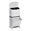 48 L White Home Kitchen Rubbish Dustbin Recycling Bin Double Layer Pedal Rubbish Trash with Inner Buckets