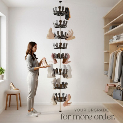 48 Pair Shoe Rack 8 Tier Shelf Organiser Storage Stand Holder - - black