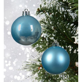 48  Sugar Blue Baubles Shatterproof Christmas Tree Hanging Decorations 6cm