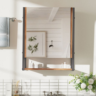 48 x 17 x 60cm Wall-Mounted 3-Tier Mirror Cabinet with Metal Frame