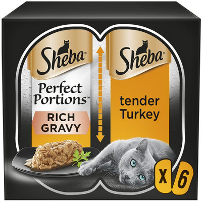 48 x 37.5g Sheba Perfect Portions Turkey Chunks In Gravy