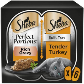 48 x 37.5g Sheba Perfect Portions Turkey Chunks In Gravy