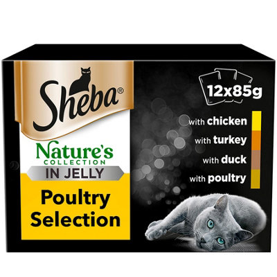 48 x 85g Sheba Natures Collection Cat Pouches Poultry  In Jelly