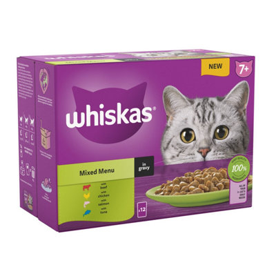 48 x 85g Whiskas 7+ Mixed Menu Senior Wet Cat Food Pouches in Gravy
