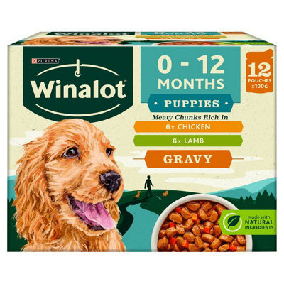 48 x Winalot Puppy Mixed In Gravy Wet Dog Food Pouches 100g