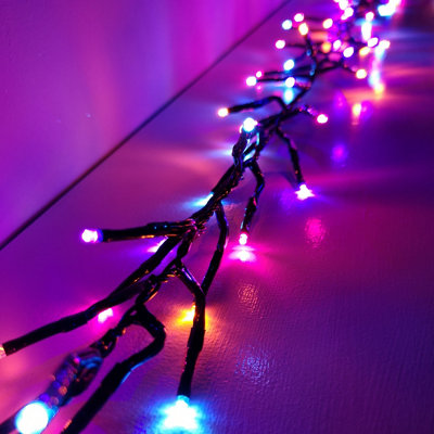 480 LED 6.2m Premier Christmas Outdoor Cluster Timer Lights in Rainbow - 3