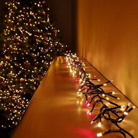 480 LED 6.2m Premier Christmas Outdoor Cluster Timer Lights Red & Vintage Gold