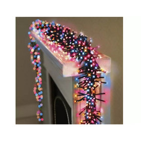 480 LED Christmas Cluster Lights Rainbow Multi Action Timer Lights 6.2M