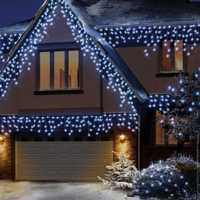 480 LED White Snowing Icicle Lights Timer Christmas Lights 11.8M Lit Length