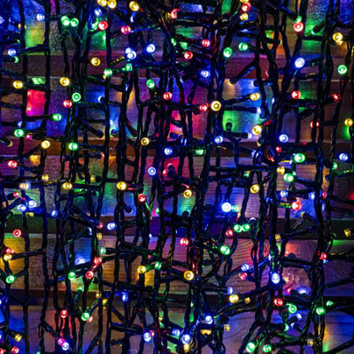 480 Multi-Coloured Multi-Function Xmas String Lights - Green Cable
