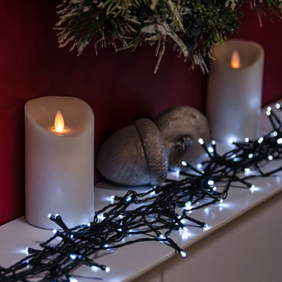 480 White LED Battery Operated Christmas Lights with Timer