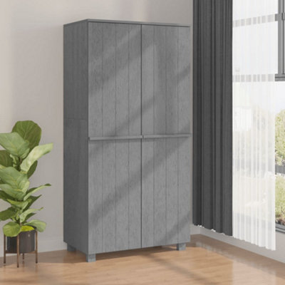 Berkfield Wardrobe Hamar 89X50x180 Cm Solid Wood Pine Dark/Grey