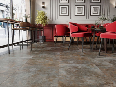 B&Q -  Grey Metallic Stone Tiles Porcelain Matt Floor Wall (L)60Cm X (W)120Cm Each Box 1.44Sqm