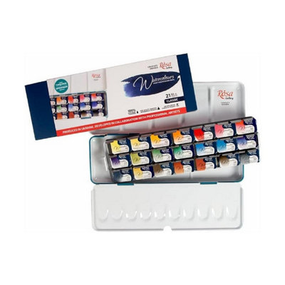 B&Q -  Rosa Gallery Watercolour Paint Tin Set21 X 2.5Ml Full PansProfessional Artist-Grade Colours