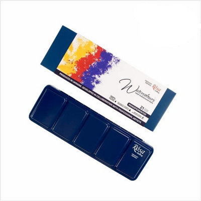 B&Q -  Rosa Gallery Monopigmented Watercolour Set21 Full Pans In Indigo Metal CasePure Pigment Artist Collection