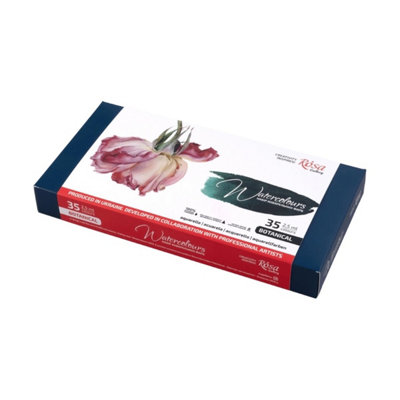 B&Q -  Rosa Gallery Botanical Watercolour Set35 Full Pans In Indigo Metal CaseArtist Paints For Floral & Nature Art