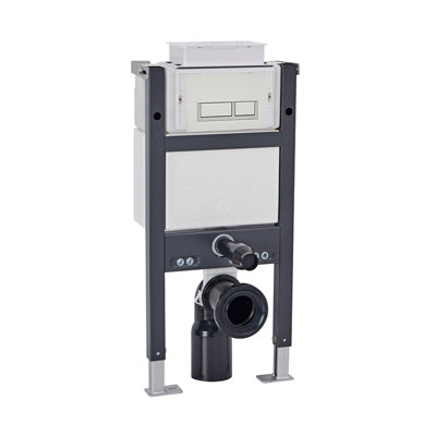 Nes Home Top Or Front Wall Hung Toilet Frame Matte Chrome Rectangle Flush Buttons from B&Q