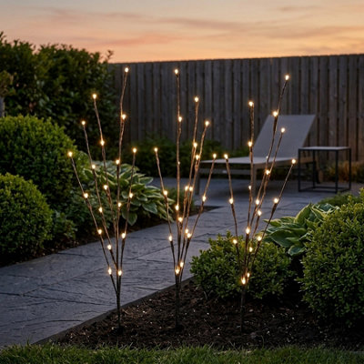 Trio White Light Twig Pathway Stake Lights