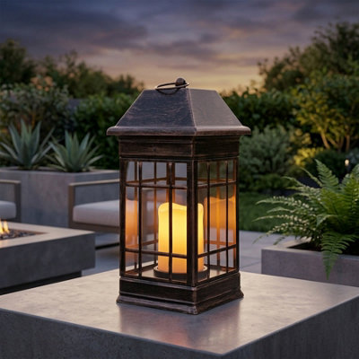 Garden Greatness Seville Solar Flickering Candle Lantern from B&Q