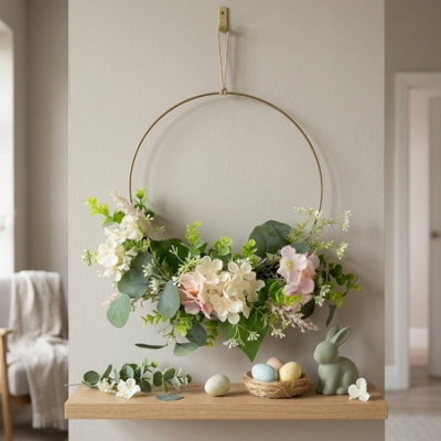 Garden Greatness Hydrangea Spring Floral Hoop Wreath from B&Q