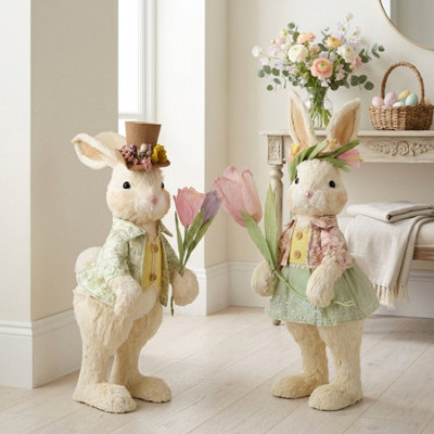 Garden Greatness Springtime Duo Decorative Bunny Figures from B&Q