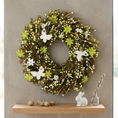 Garden Greatness Springtime Twig Floral Butterfly Wreath from B&Q