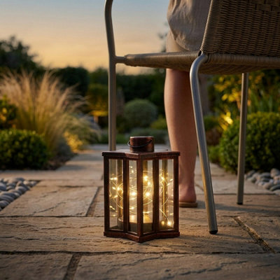 Mini Bronze Effect Solar Firefly Star Lantern from B&Q