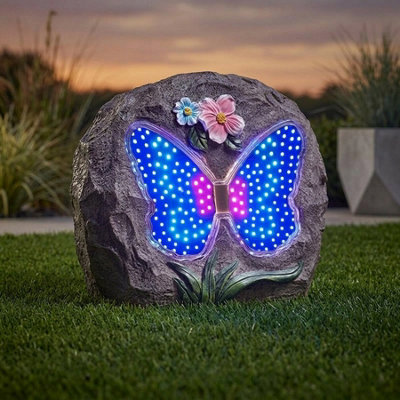 Garden Greatness Papillon Animated Solar Garden Rock Light from B&Q