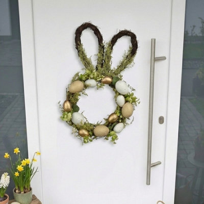 Garden Greatness Hanging Golden Eggs Bunny Wreath from B&Q