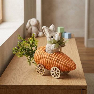Garden Greatness Decorative Rabbit In Carrot Car Ornament