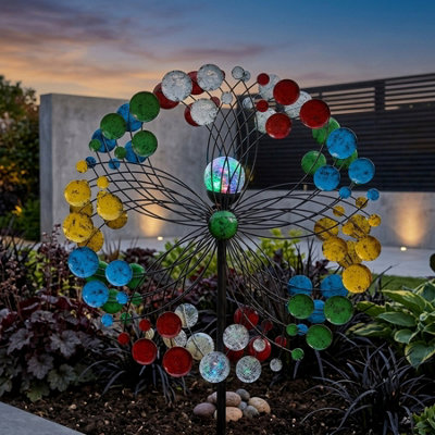 Harlequin Solar Garden Illuminated Wind Spinner from B&Q
