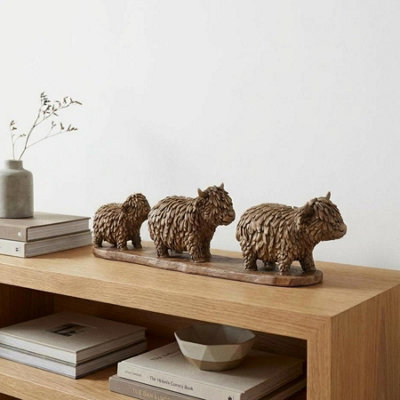 Garden Greatness Hughie Highland Cow Trio Ornament from B&Q