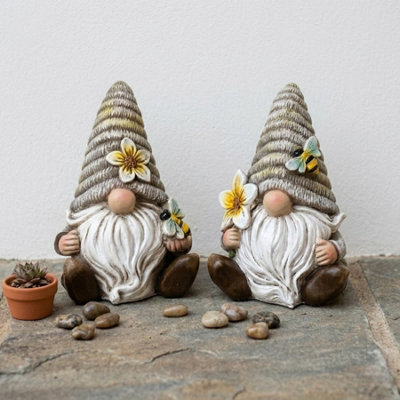 Garden Greatness Duo Sitting Floral Bumble Bee Garden Gonks from B&Q