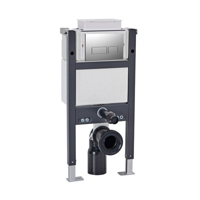 Nes Home Top Or Front Wall Hung Toilet Frame Chrome Flush Rectangle Buttons from B&Q