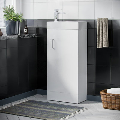 Nes Home Nanuya 400mm Cloakroom Vanity Basin Unit White from B&Q
