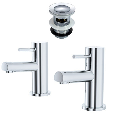 Nes Home Hot And Cold Basin Taps & Waste Chrome
