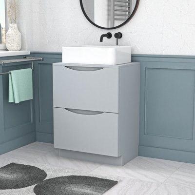Nes Home 600mm Matte Grey Freestanding Vanity Unit With Square Bowl Basin from B&Q