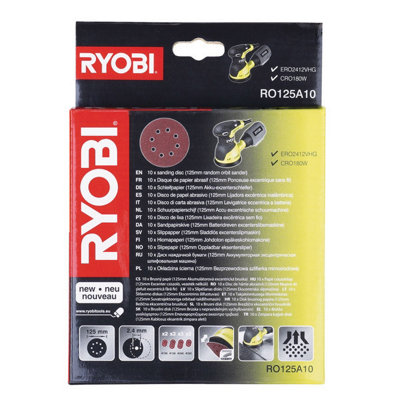 Ryobi Ro125A10 Sanding Disc Sheet Set (10 Pcs) from B&Q