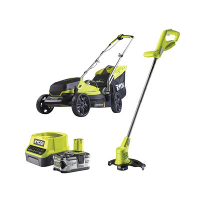 18 V One+ Cordless Lawnmower And Grass Trimmer Twin Kit (1 X 4.0 Ah) from B&Q