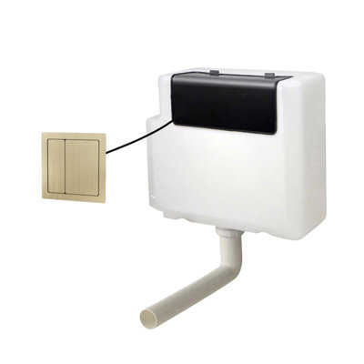 Nes Home Concealed Cistern Dual Flush Front Access Square Button Brushed Brass