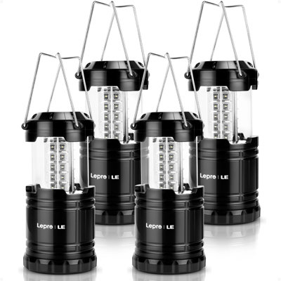 B&Q -  Camping LightsCollapsible Camping Lantern Battery PoweredPortable Light For TentsPack Of 4Aa Batteries Not Included