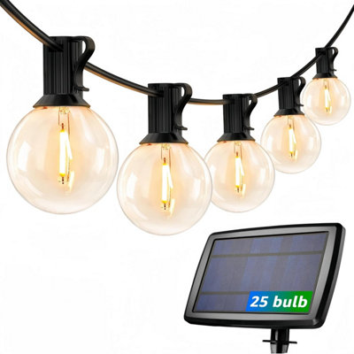 Lepro Solar Festoon Lights Outdoor25Ft 25 Small G40 Led Bulb String Lights4 ModesUsb RechargeableWaterproofDusk To Dawn from B&Q