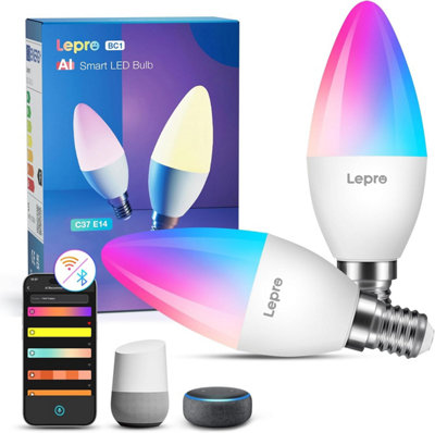 Lepro Bc1 Ai Smart Bulb E14Music Sync Bluetooth & Wifi BulbVoice Control Small Screw Bulb from B&Q