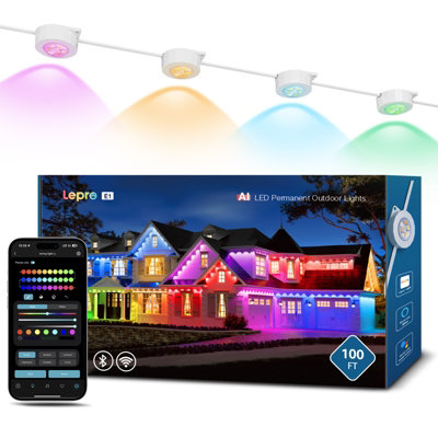 Lepro E1 Ai Permanent Outdoor Lights 30MSmart Eaves LightsWaterproofRgb & Warm To Cool WhiteWorks With AlexaNo Remote from B&Q