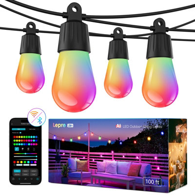 B&Q -  Zb1 Ai Outdoor String Lights 30MIp65 WaterproofWarm White & Rgb Colour ChangingWorks With Alexa2.4G WifiNo Remote